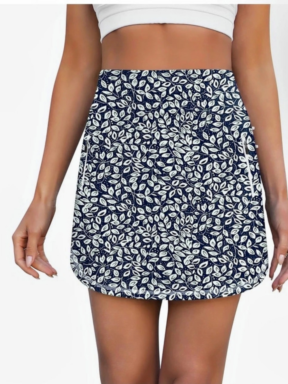 Blue & White Floral Athletic Skort
